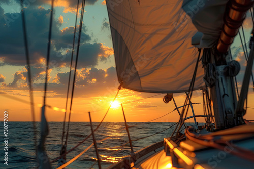 Romantic sunset and sail boat