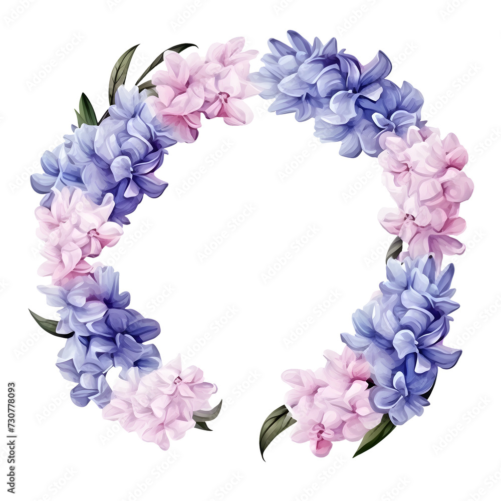 Watercolor elegant round Lilac wreath frame clipart isolated graphic for wedding season holiday decoration