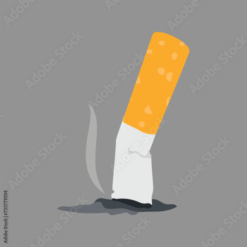 Crushed smoked cigarette butt