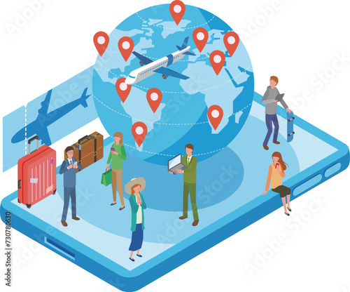 海外旅行と人々のイラスト