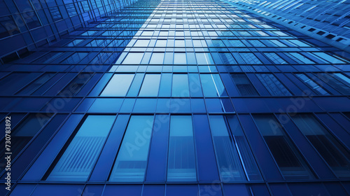 Abstract Texture of Blue Glass High-rise Corporate Building Facade