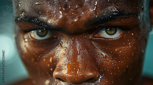 Focus and Determination: Capture a close-up shot of a boxer's face, showing their focus and determination as they prepare to enter the ring. ,[boxing photo