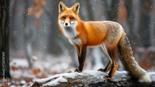 Winter Elegance: Red Fox in Snowy Forest