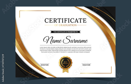 Black Gold Graduation Certificate Template