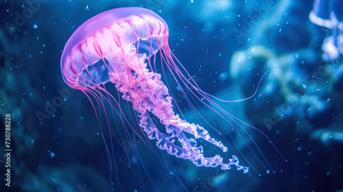Ethereal Pink Jellyfish Underwater