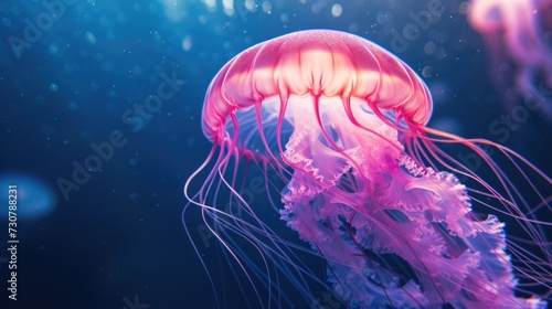 Ethereal Pink Jellyfish Underwater