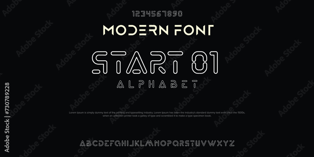 Start Outline Double line monogram alphabet and tech fonts. Lines font ...