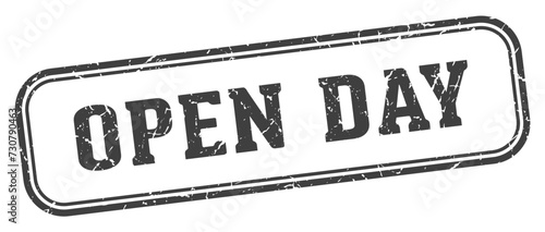 open day stamp. open day rectangular stamp on white background
