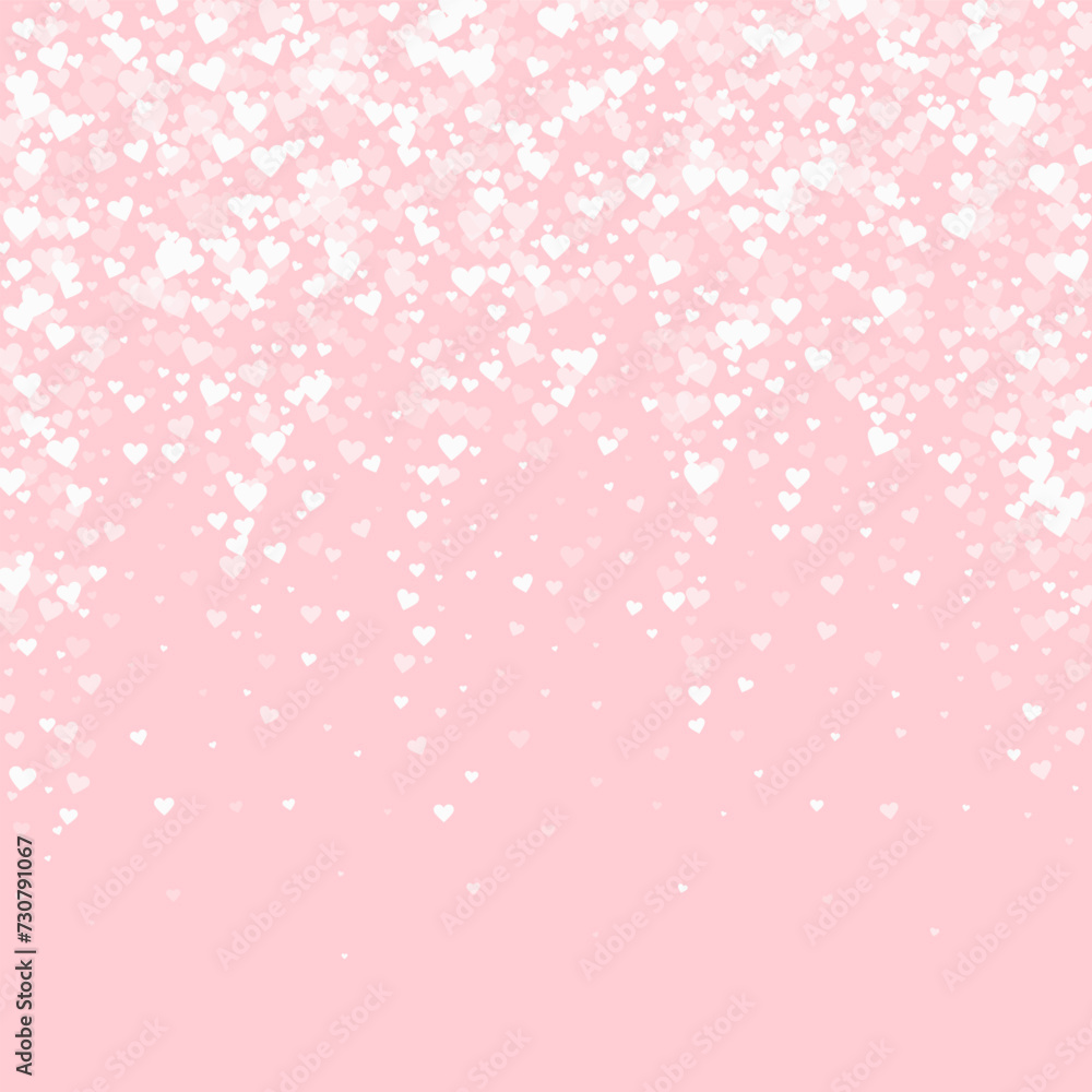White hearts scattered on pink background. White hearts scattered on pink background.