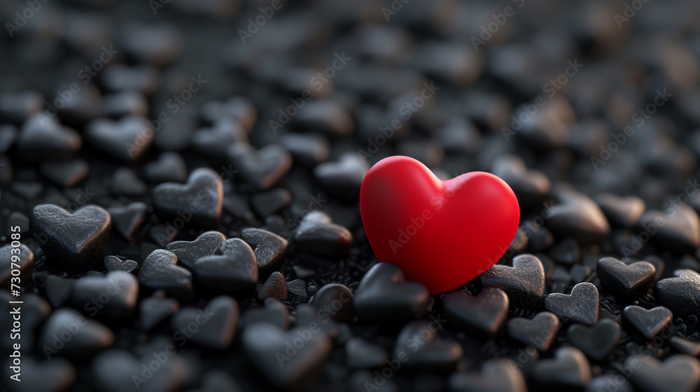 Red heart on a black stone background. Valentine's day concept. Red heart on a black stone background. Valentine's day concept.