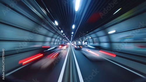 Speed of Light: Long Exposure of Traffic Trails in Urban Tunnel