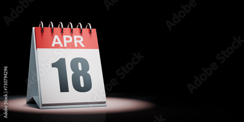 April 18 Calendar Spotlighted on Black Background