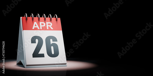 April 26 Calendar Spotlighted on Black Background