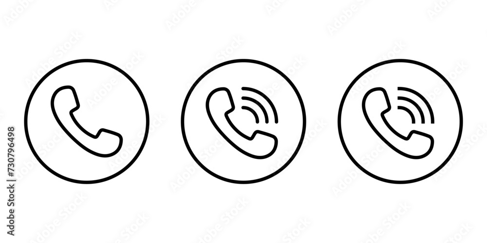 Call, handset line icon vector on circle outline Call, handset line icon vector on circle outline