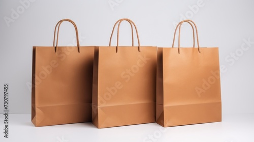 Close-up of three craft shopping bags on a white background.