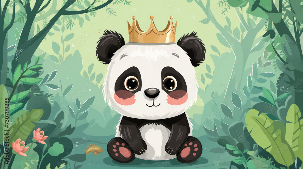 Illustration of a cute baby panda with a crown Illustration of a cute baby panda with a crown