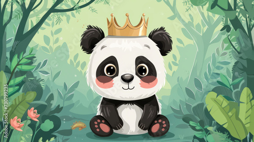 Illustration of a cute baby panda with a crown