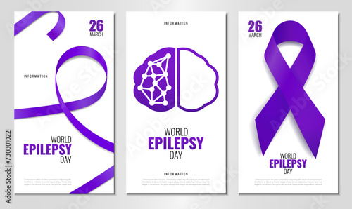 Vector Illustration of World Epilepsy Day. Purple Day. Banner with ribbon. Use as advertising, invitation, banner,
