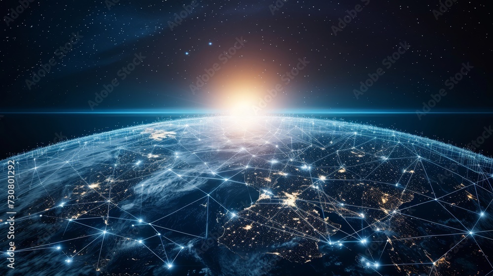 Obraz premium Digital Cosmos: Navigating Global Cyberspace