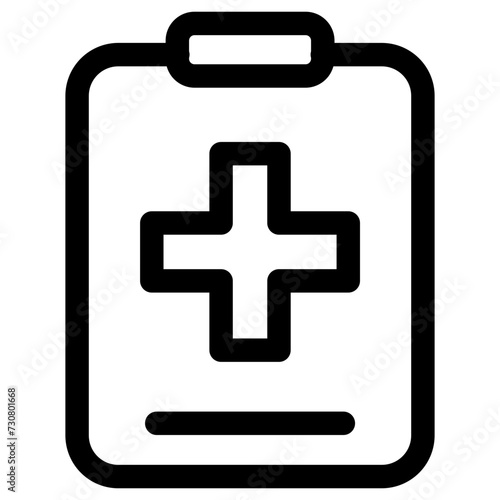 Medical record icon, medical report icon, medical history thin icon, vector isolated.