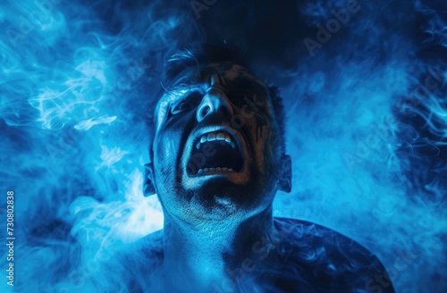 an angry person emits smoke from his face  venting his emotions