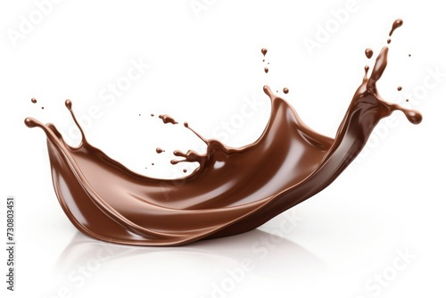 Chocolate splashes on white background