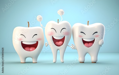 white teeth and smiley cartoon 3d illustration