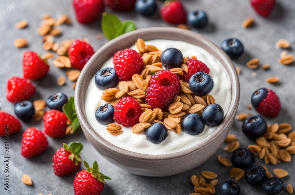 Fresh Berry Granola and Yogurt Bowls