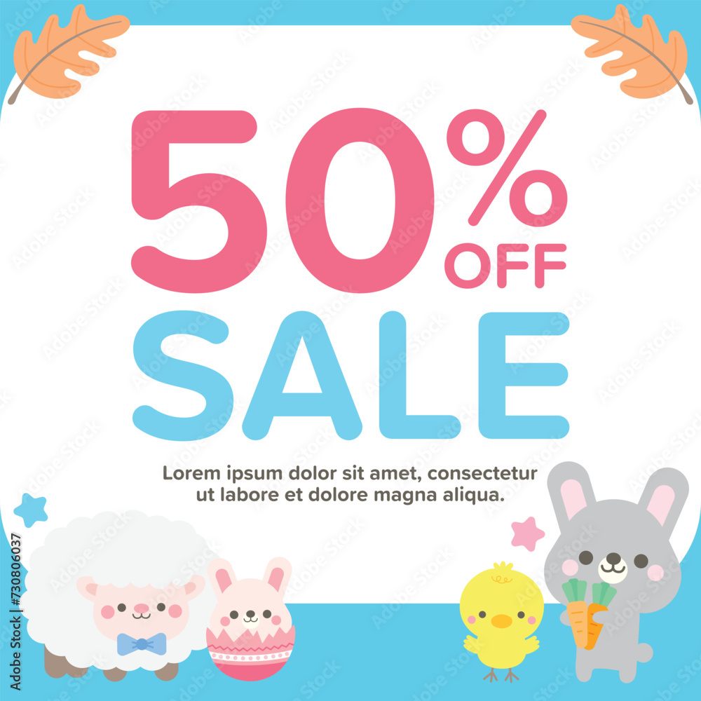 kid easter hand drawn frame seller post cover sell discount banner Vector illustration kid easter hand drawn frame seller post cover sell discount banner Vector illustration