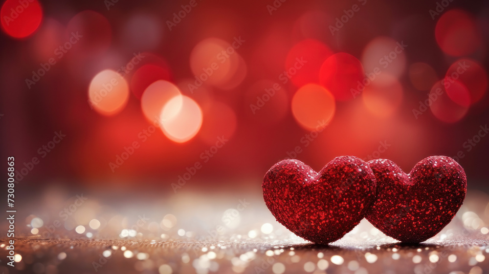 The red Heart shapes on abstract light glitter background in love concep The red Heart shapes on abstract light glitter background in love concep