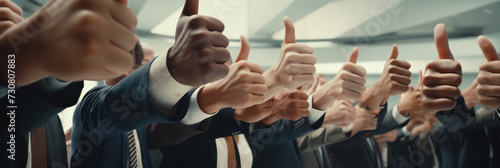 Unanimous Agreement Corporate Cohort Flaunting Thumbs-Up photo