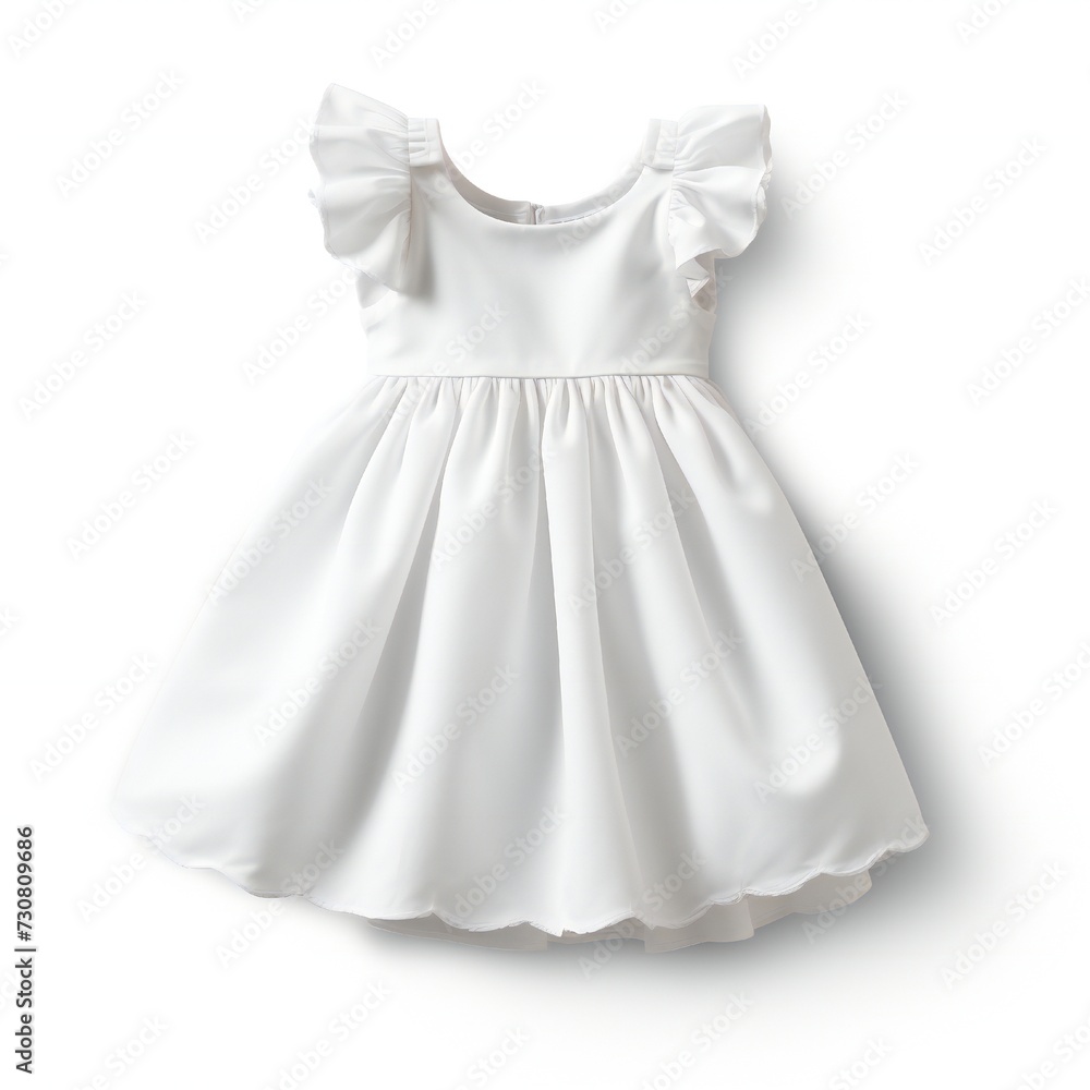 White infant cotton dress mockup isolated on white background Generative Ai White infant cotton dress mockup isolated on white background Generative Ai