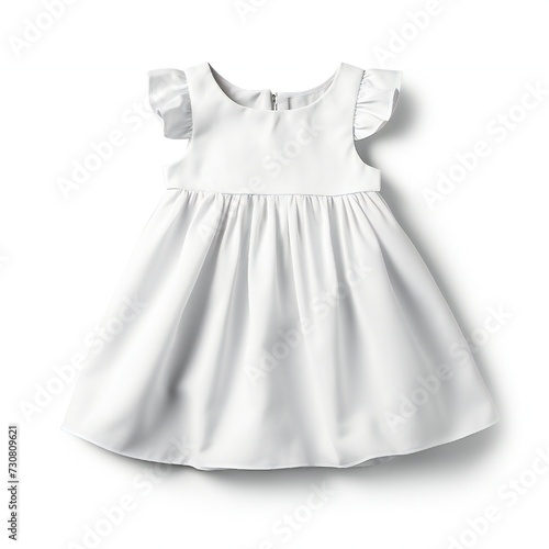 White infant cotton dress mockup isolated on white background Generative Ai