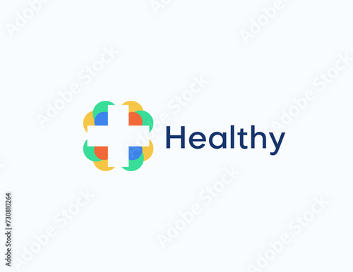 Colorfull abstract circle with plus cross icon medical logo. Usable for business, science, healthcare, medical, hospital and doctor chanel design vector