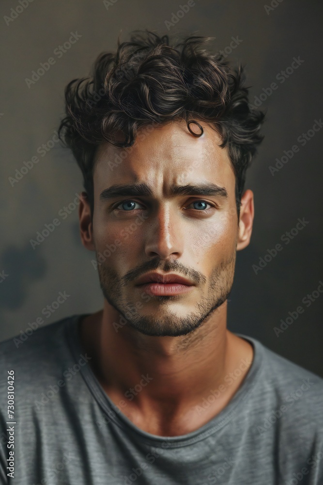 Fresh portrait of a beautiful young model man in a green .lush environment. Fresh portrait of a beautiful young model man in a green .lush environment.