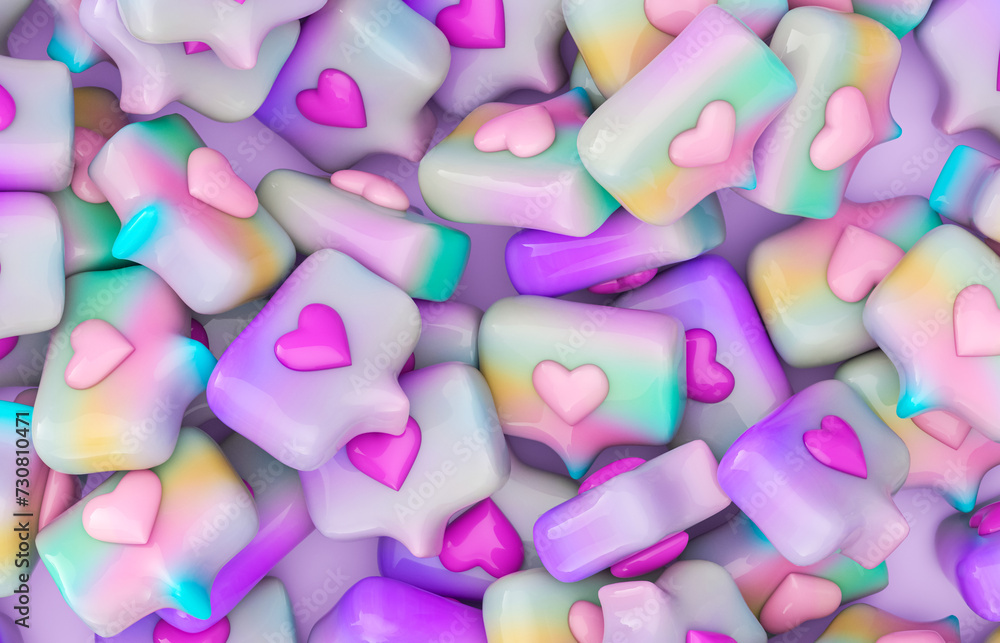 3d rendering of Like heart icons background. Valentine day concept. 3d rendering of Like heart icons background. Valentine day concept.