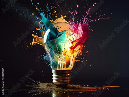 Creative light bulb experience on black
