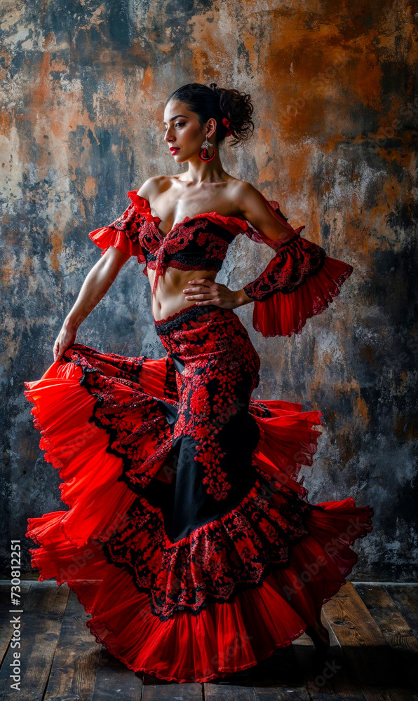 Beautiful Spirited Spanish Woman Dancing Flamenco with a Beautiful Dress Traditional Spain Folklore Wallpaper Digital Art Magazine Background Poster Card Beautiful Spirited Spanish Woman Dancing Flamenco with a Beautiful Dress Traditional Spain Folklore Wallpaper Digital Art Magazine Background Poster Card