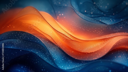 abstract background with waves, yellow orange and blue glittering colors , shining, gradient, shade