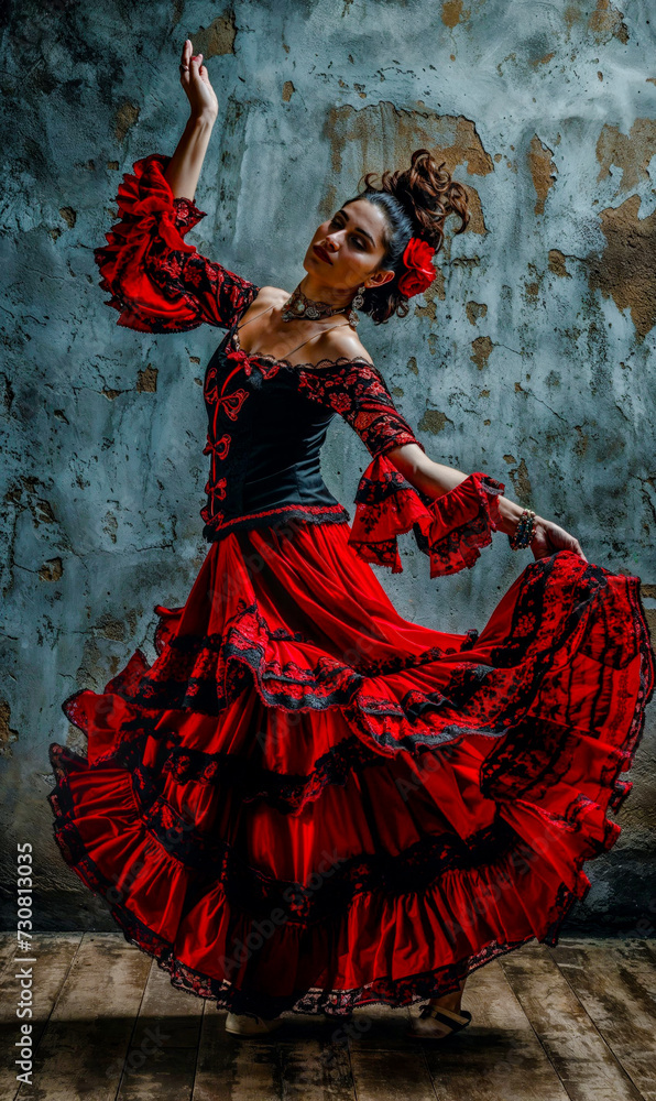 Beautiful Spirited Spanish Woman Dancing Flamenco with a Beautiful Dress Traditional Spain Folklore Wallpaper Digital Art Magazine Background Poster Card Beautiful Spirited Spanish Woman Dancing Flamenco with a Beautiful Dress Traditional Spain Folklore Wallpaper Digital Art Magazine Background Poster Card