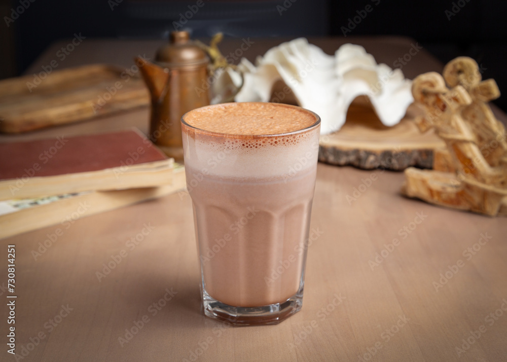 Chocolate milkshake in a glass glass. Chocolate milkshake in a glass glass.