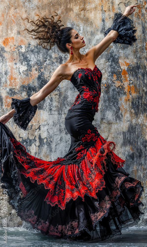 Beautiful Spirited Spanish Woman Dancing Flamenco with a Beautiful Dress Traditional Spain Folklore Wallpaper Digital Art Magazine Background Poster Card Beautiful Spirited Spanish Woman Dancing Flamenco with a Beautiful Dress Traditional Spain Folklore Wallpaper Digital Art Magazine Background Poster Card