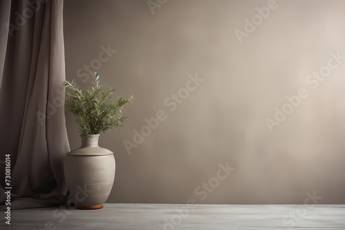 Subdued and sophisticated empty solid color background in a taupe tone, creating a timeless setting