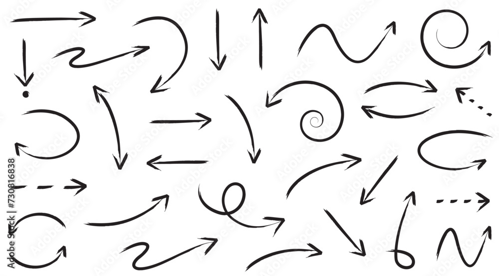 FLECHES DESSIN AU FEUTRE PINCEAU 2 - Illustrations JPG et PNG