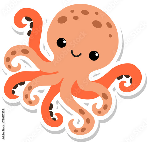 Cute cartoon octopus sticker design