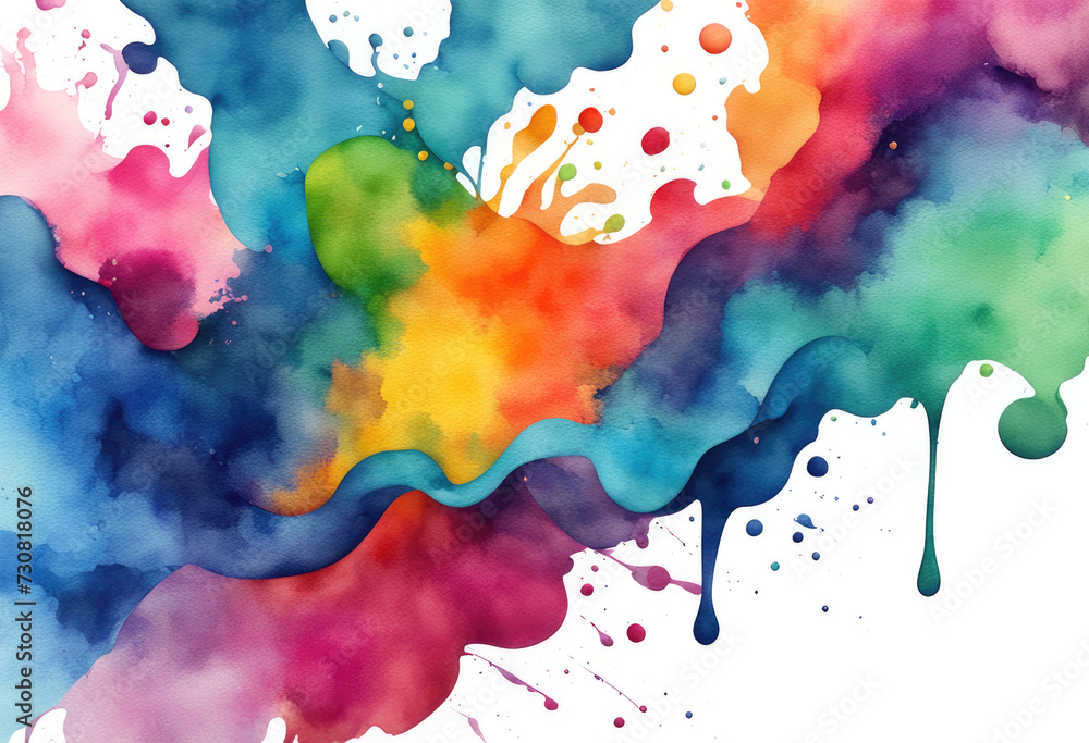 Vibrant Colorful Watercolor Splashes Background