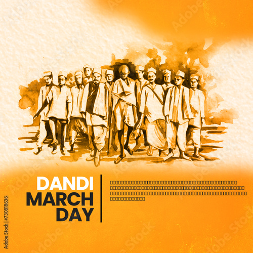 Dandi March Day Poster - Historical Figures: Commemorate Dandi March Day with this historical poster featuring figures from the iconic march and their legacy.