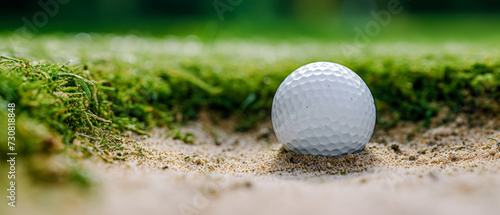 Golf Ball that finds itself in a Difficult Situation after the Shot that Every Golfer Knows Wallpaper Background Brainstorming Family Digital Art Magazine Poster Symbolimage