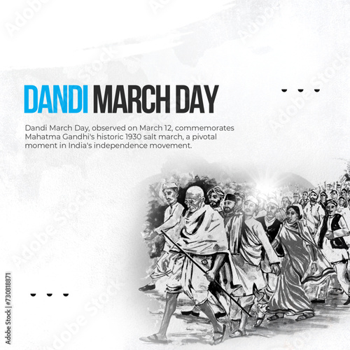 Dandi March Day Poster - Historical Event: Remember Dandi March Day with this impactful poster highlighting the historical significance of the event.