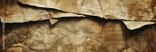 Newspaper paper grunge vintage old aged texture background Unreadable news horizontal page with place for text photo